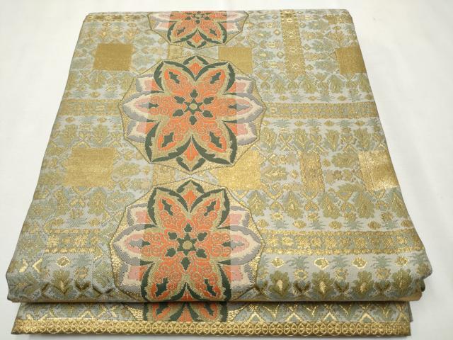 平和屋着物●皇室献上作家　北出与三郎　六通柄　本袋帯　宮殿瑠璃十二綾文錦　金糸　正絹　逸品　CAAT8178hy