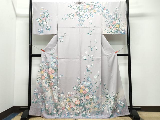 平和屋着物●訪問着 草花文 金彩 正絹 逸品 CAAY2894vf