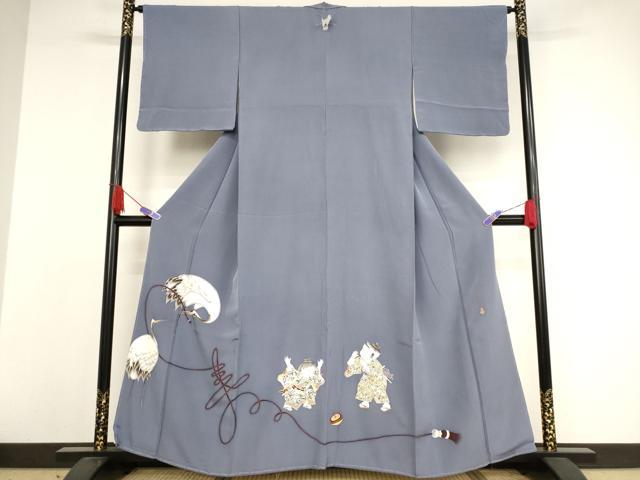 平和屋着物●京友禅 倉田泰波 色留袖 夫婦鶴寿紐 河藤 浜ちりめん 反端付き 正絹 逸品 未使用 AAAW5359br