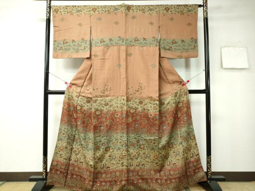 平和屋着物■訪問着 鳳凰草花文 暈し染め 金彩 正絹 逸品 CAAM1497ev 平和屋着物■訪問着 鳳凰草花文 暈し染め 金彩 正絹 逸品 CAAM1497ev