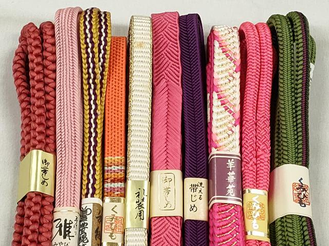 平和屋の平和屋着物●和装小物　帯締め10本セット　礼装用　笹浪組　平源氏組　金糸　逸品　未使用　CABK5114qe｜アングル2