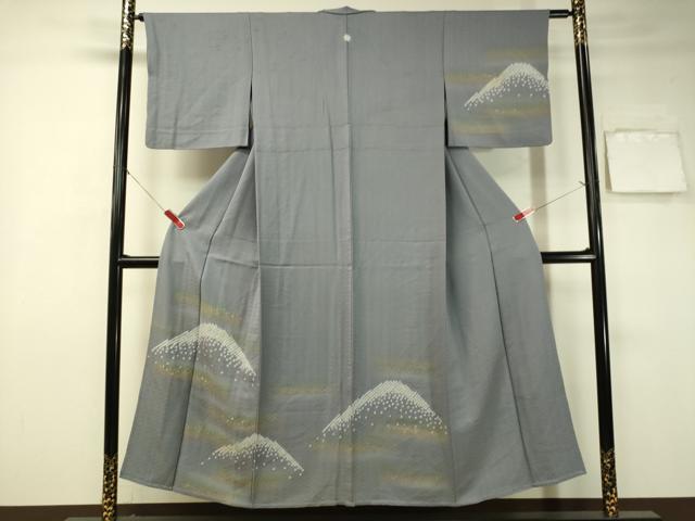 平和屋着物▽訪問着　単衣　絞り　刺繍　遠山箔散らし　金彩　正絹　逸品　CAAU5255vp