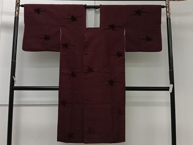 平和屋着物■道行コート　輪奈ビロード　草葉文　ロング丈　正絹　逸品　CAAW2287ua