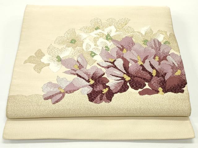 平和屋着物●爪掻き本綴れ　八寸名古屋帯　舞花文　金銀糸　正絹　逸品　DAAV9146ob