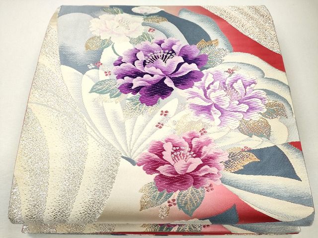 平和屋着物◎六通柄袋帯　唐織　花蝶文　金銀糸　逸品　CAAG2515eg