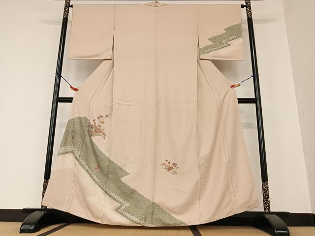 平和屋着物●訪問着　絞り　刺繍　飾花文　暈し染め　金彩　正絹　逸品　AAAY0280zg