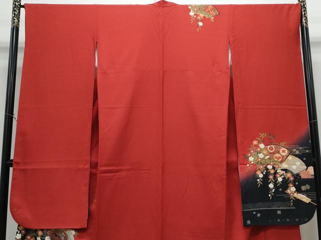 平和屋の平和屋着物●豪華振袖　扇面花蝶文　暈し染め　金彩　正絹　逸品　CABG8424th｜アングル3