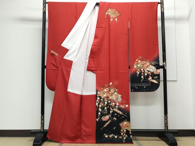平和屋の平和屋着物●豪華振袖　扇面花蝶文　暈し染め　金彩　正絹　逸品　CABG8424th｜アングル2