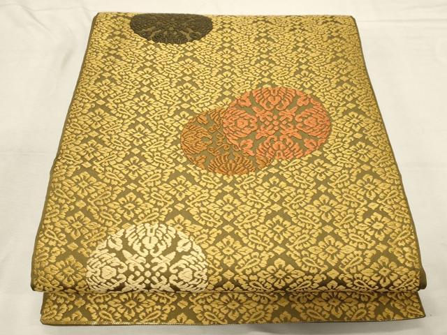 平和屋着物●六通柄袋帯　唐織　吉祥花丸文　正絹　逸品　CABD4151dy