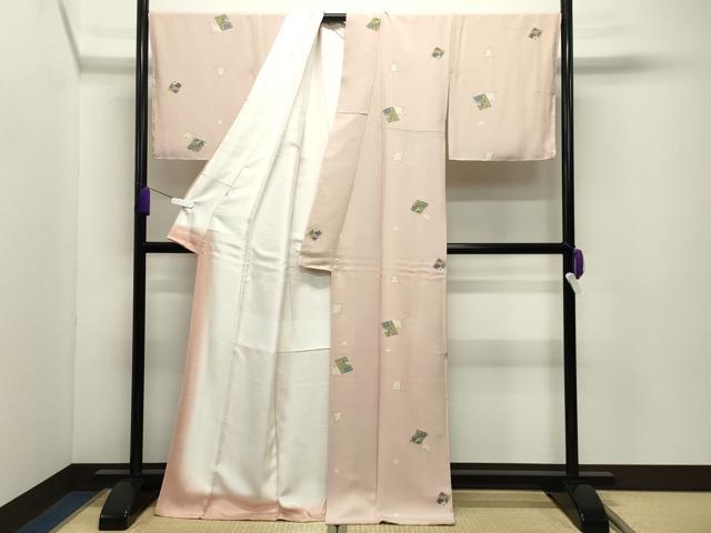 平和屋の平和屋着物●上質な小紋　色紙銀杏花文　金彩　ロング丈　正絹　逸品　未使用　CABD9374gh｜アングル3