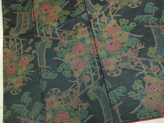 平和屋着物■本場大島紬 几帳花車文 正絹 逸品DAAO6443we