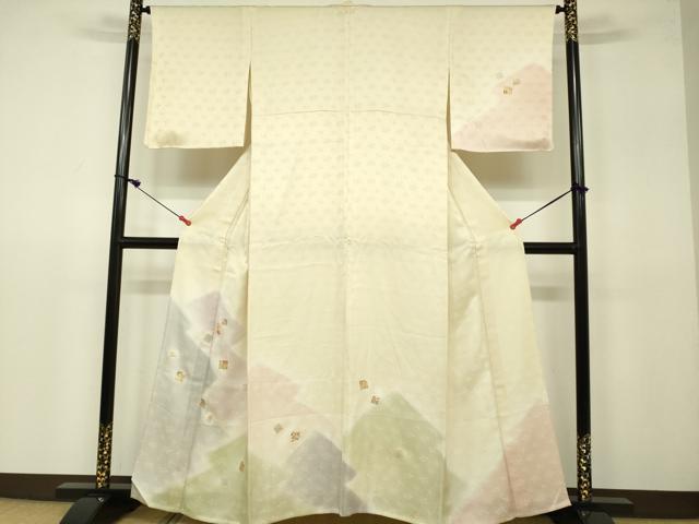 平和屋着物▽訪問着 単衣 駒刺繍 源氏港 暈し染め 金彩 正絹 逸品 DAAV3027du