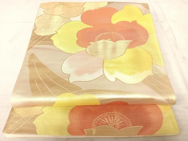 平和屋着物◎六通柄袋帯　草花文　金糸　正絹　逸品　AAAW8910yx