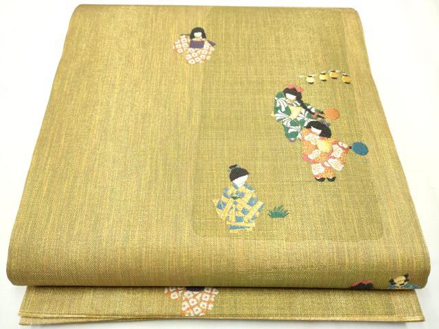 平和屋着物●六通柄袋帯　唐織　人物文　金糸　正絹　逸品　未使用　CABA5023hy
