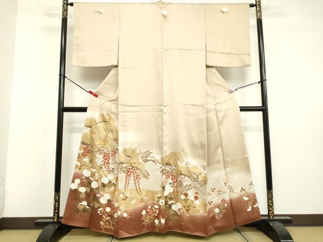 平和屋着物●豪華色留袖 駒刺繍 草花松文 暈し染め 金彩 正絹 逸品 DAAV8807tw