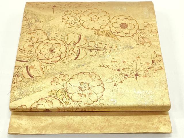 平和屋着物●人間国宝　五代　田畑喜八　六通柄袋帯　松皮菱辻が花文　金銀彩　引箔　正絹　逸品　DAAV9283ob