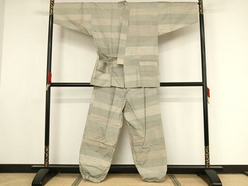 平和屋着物▽男性 作務衣 本場大島紬 単衣 正絹 逸品 AAAY1771np 平和屋着物▽男性 作務衣 本場大島紬 単衣 正絹 逸品 AAAY1771np