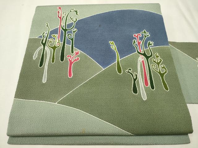 平和屋着物●和染紅型 栗山紅型 栗山吉三郎 九寸名古屋帯 吉祥文 鬼しぼ縮緬 正絹 逸品 CAAV7136hy