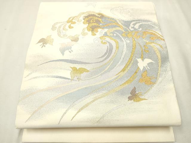平和屋着物●爪掻き本綴れ　八寸名古屋帯　立浪飛鳥文　金銀糸　正絹　逸品　CAAV7138hy