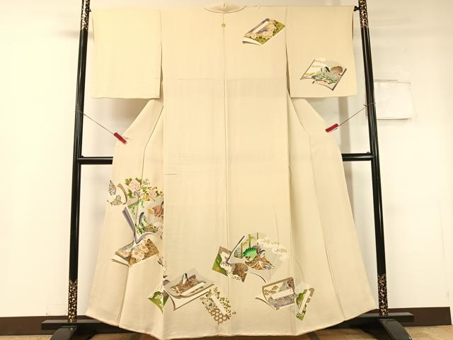 Kimono - 平和屋着物●訪問着　十二単　金彩　鬼しぼ縮緬　正絹　逸品　CABC9618vp