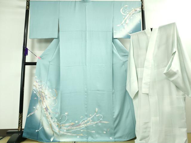 平和屋本店■極上 金彩友禅 卓越技能者・名工・和田光正 訪問着・長襦袢(無双仕立て)セット 鬘帯花文 暈し染め 金銀彩 逸品 DZAA3085kh5