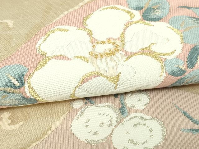 平和屋着物▼六通柄袋帯　草花文　金銀糸　正絹　逸品　DAAW9341sf