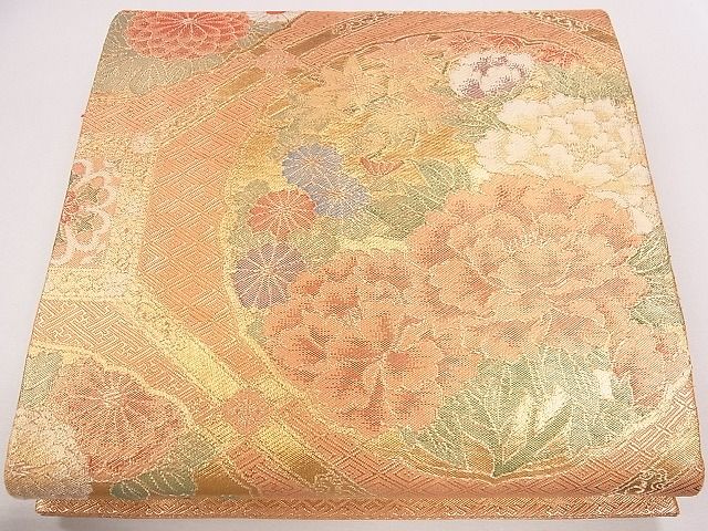 Rakuten - 平和屋着物◎佐賀錦　六通柄袋帯　格天井草花文　金糸　逸品　CAAG1904eg