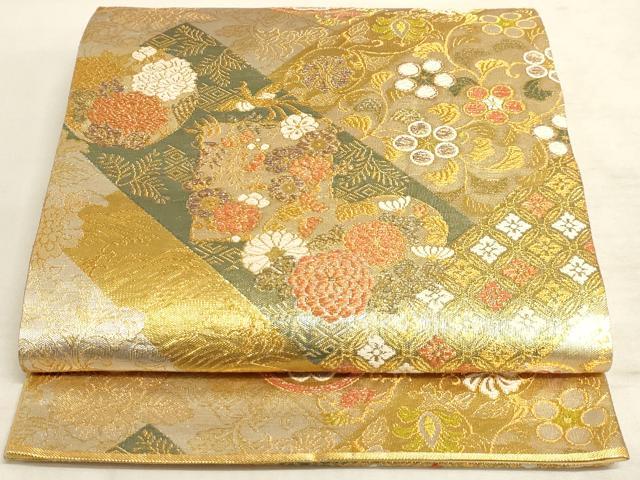 平和屋着物◎六通柄袋帯 花鳥文 金糸 正絹 逸品 AAAM3526sx