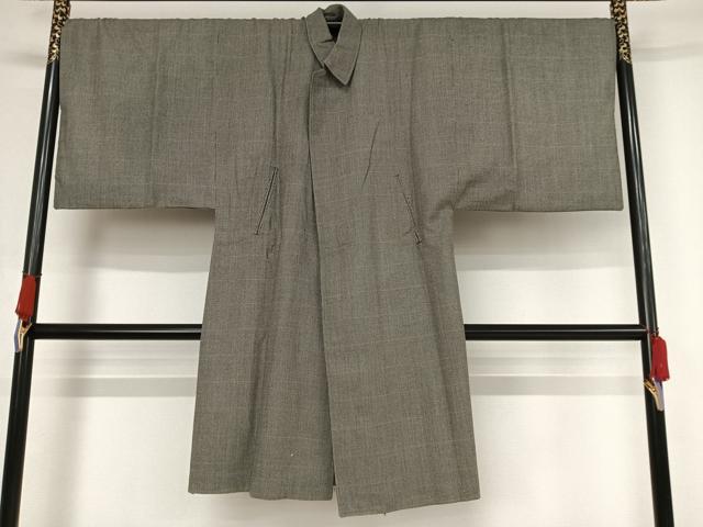 平和屋着物●男性 コート 角袖 格子 AAAY1588np