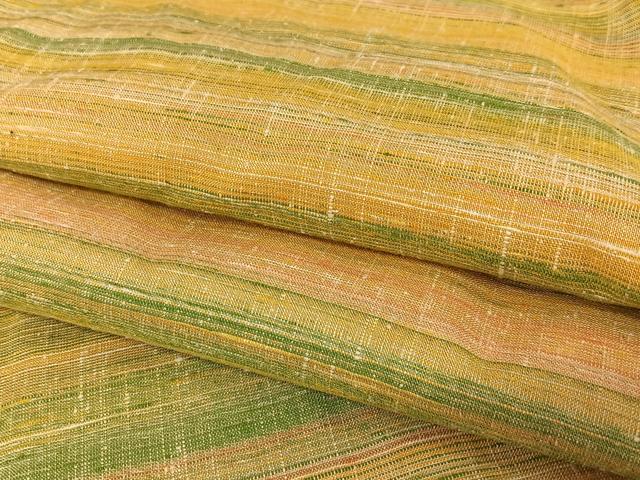 平和屋着物●上質な紬　横段文　正絹　逸品　AABB0239zg(4)