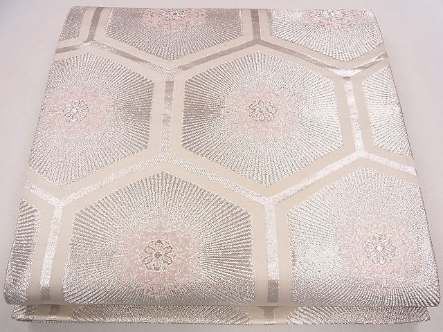 平和屋着物◎六通柄袋帯 正倉院亀甲花文 銀糸 逸品 CAAG1917eg