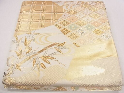 平和屋着物◎六通柄袋帯 唐織 流水笹竹菱花文 金銀糸 逸品 CAAG1999eg 平和屋着物◎六通柄袋帯 唐織 流水笹竹菱花文 金銀糸 逸品 CAAG1999eg
