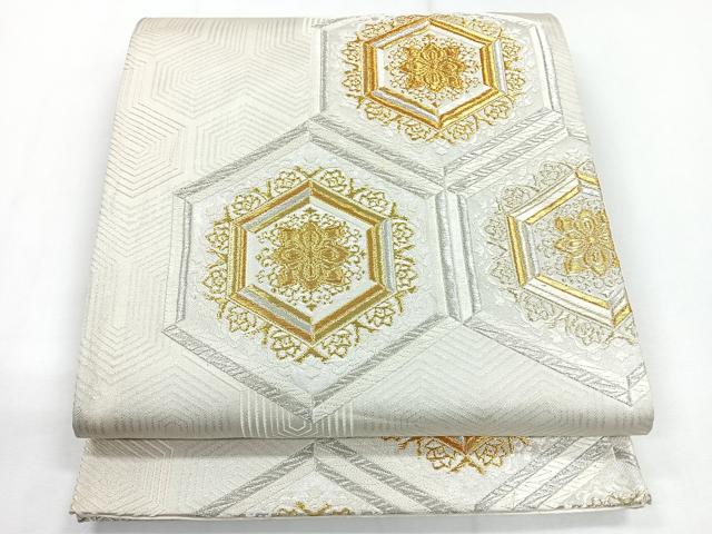 Other - 平和屋着物◎六通柄袋帯　亀甲花文　金銀糸　正絹　逸品　CABG1468nb