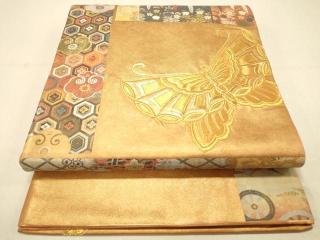 Rakuten - 平和屋着物◎六通柄袋帯 駒刺繍 花蝶文 金糸 引箔 正絹 逸品 DAAX6096jm
