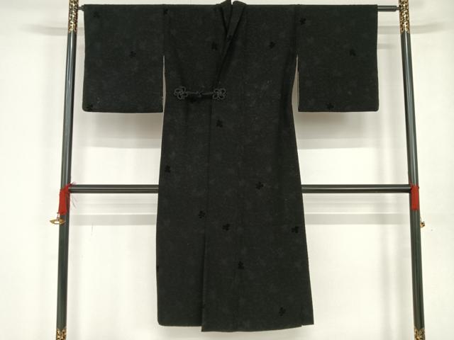 平和屋着物＃道中着 ビロード 吉祥地紋 黒地 逸品 CAAT5612id