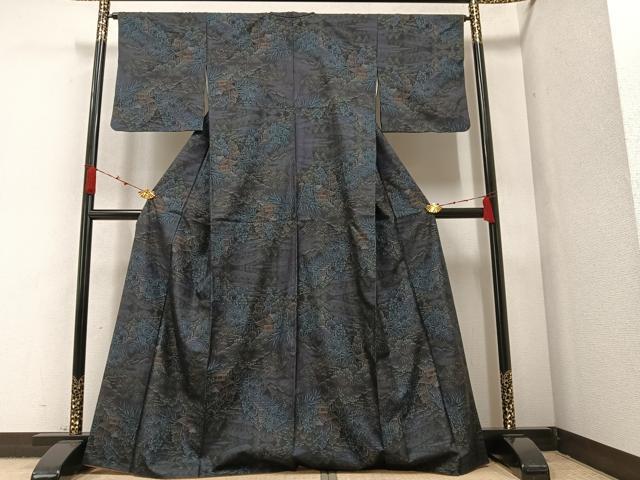 平和屋着物●本場大島紬　カタス7マルキ　風景草木文　正絹　逸品　AAAZ6876ph