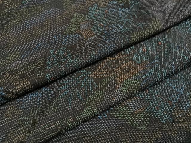 平和屋着物●本場大島紬　カタス7マルキ　風景草木文　正絹　逸品　AAAZ6876ph