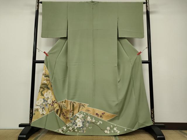 Irotome - 平和屋着物●豪華色留袖　駒刺繍　草花文　金彩　正絹　逸品　CAAX4411ut