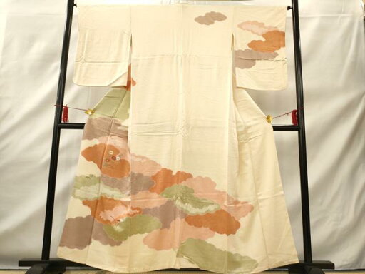 平和屋着物■訪問着 絞り 刺繍 雲重ね草花文 金彩 正絹 逸品 AAAR3120br 平和屋着物■訪問着 絞り 刺繍 雲重ね草花文 金彩 正絹 逸品 AAAR3120br