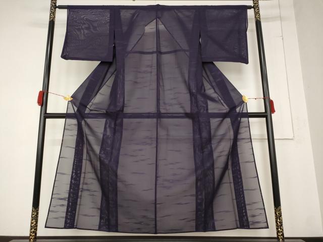 Summer Wear - 平和屋着物＊夏物　色無地　紗　霞文　濃鼠色　洗える着物　AABB0542st