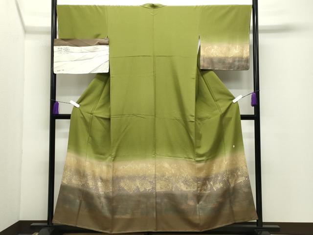 平和屋着物●訪問着　作家物　吉祥文　暈し染め　金彩　反端付き　正絹　逸品　未使用　CABD9377gh