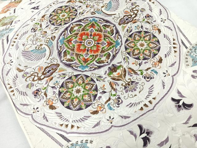 平和屋着物◎六通柄袋帯　唐織　天平扇芝涌文　金糸　正絹　逸品　CAAY5342nb