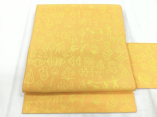 乐天商城 - 平和屋着物◎八寸名古屋帯　壁画文様　綿　逸品　CABD5078nb