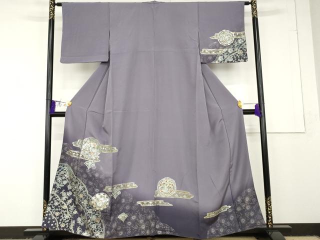 平和屋着物■訪問着 花鳥唐草文 舞蝶 暈し染め 金彩 正絹 逸品 AAAR9830cs