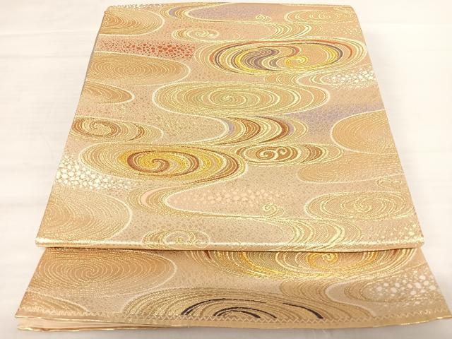 平和屋着物◎六通柄袋帯　流水文　金糸　正絹　逸品　AABB2731yx