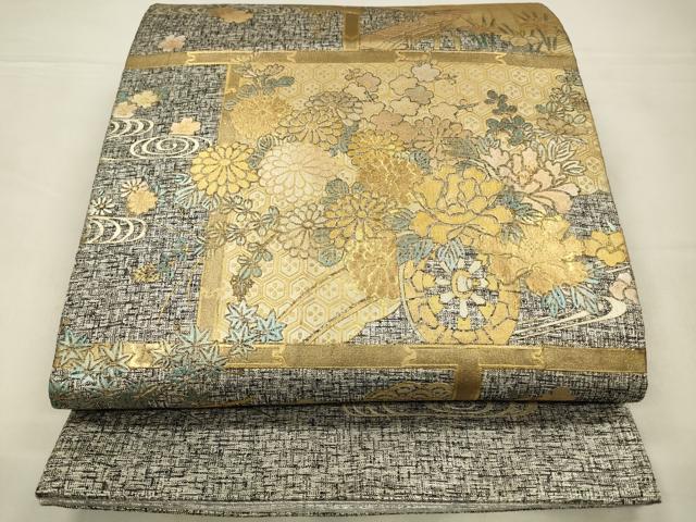 平和屋着物◎六通柄袋帯　花車文　金銀彩　正絹　逸品　CABA3717qe