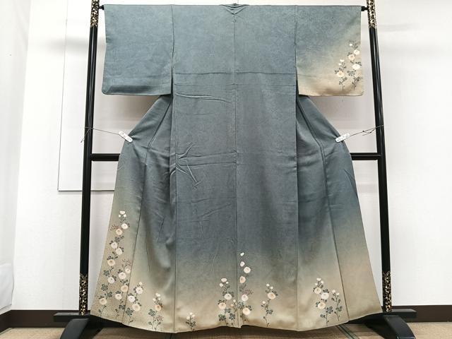 平和屋着物■訪問着　刺繍　草花文　暈し染め　金彩　正絹　逸品　CABF8132xi