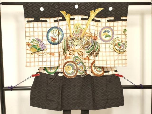 平和屋着物[]お宮参り　男の子　祝着　産着　初着　のしめ　刺繍　龍　兜　飛鶴吉祥丸文　金彩　DABA3750ma