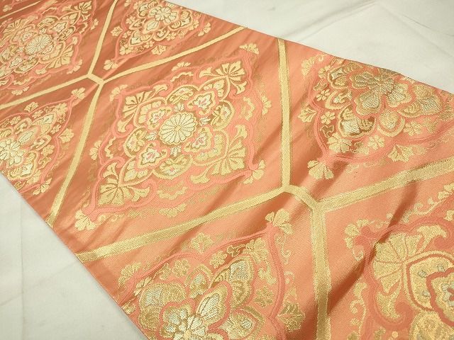 平和屋着物◎六通柄袋帯　菱正倉院花文　金銀糸　逸品　CAAE7394in