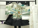 平和屋着物■男の子 祝着 産着 初着 長襦袢セット のしめ お宮詣り 駒刺繍 鷹 鼓風景文 暈し染め 金彩 逸品 CAAH8453gh